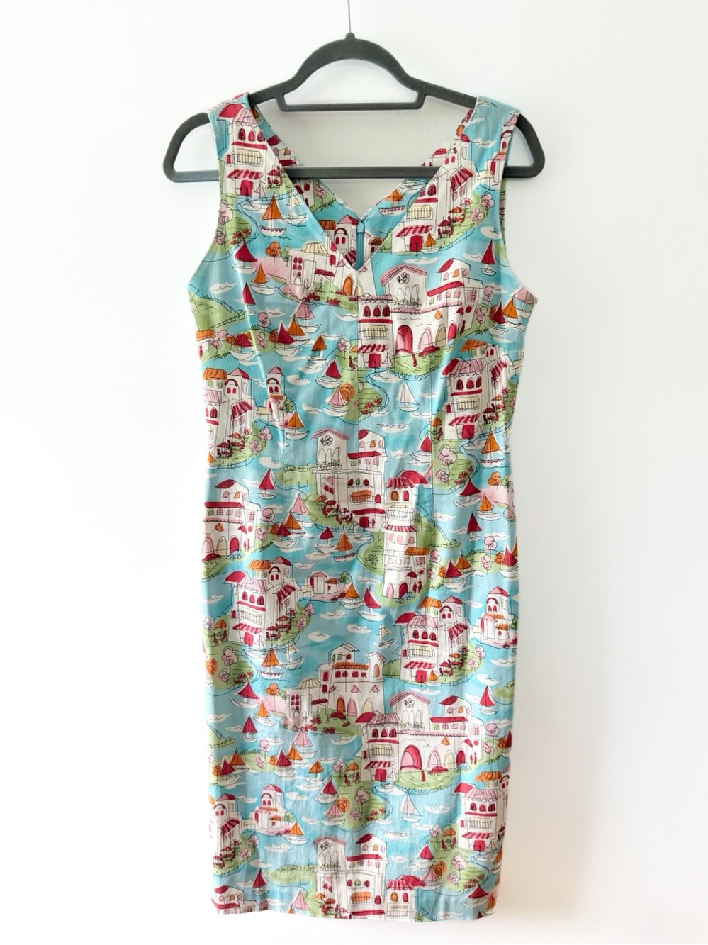 🔆 Talbots Venetian Village Sheath Sleeveless Dress 
Sailboat Size 8